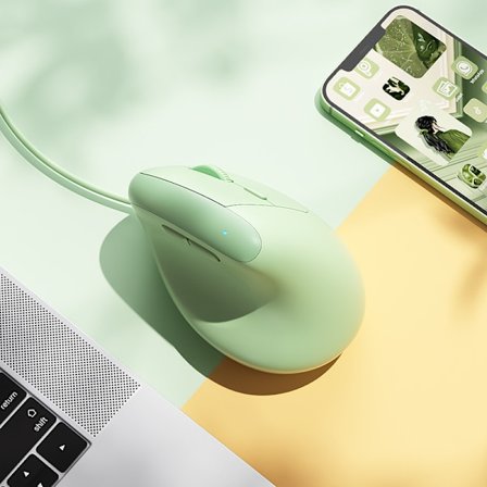 Ergonomisk vertikal mus, USB-grensesnitt 4 justerbare DPI 800/1200/2400/3200 (Grønn)