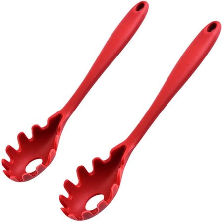 2 Pak Køkken Spaghetti Ske Spatel Silikon Spaghetti Ske Køkken Gadgets (Rød)