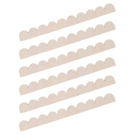 6 stk. Ubehandlede Kammuslingetrælister til DIY Boligindretning – Stilfuld Kantliste til Vægge, Skabe, Hylder og Døre – Let at Male og I Bei