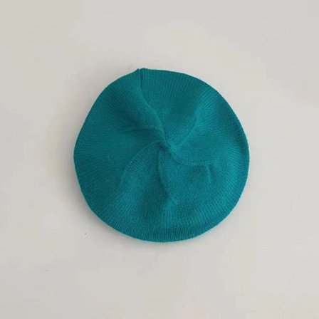 Modebebistickad Beret Hatt Solid Färg Barn Varm