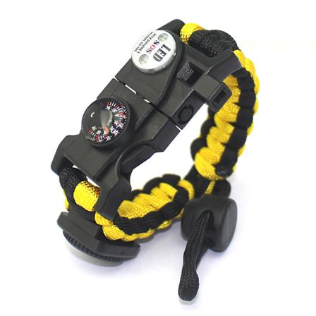 Overlevelsesparacord-armbånd, brannstarter, vanntett SOS-lys, kompass, fløyte, 20 i 1, utendørs ultimate taktisk overlevelsesutstyrsett, gave Black-