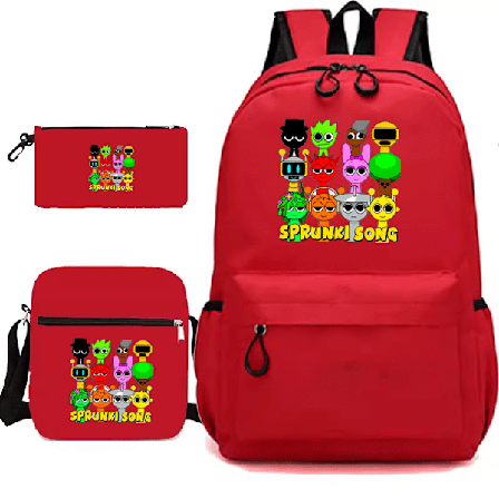 Sprunki song 3-delars set Ryggsäck Mochila Barn Väskor med Kapacitet
