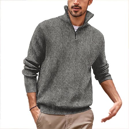 Menn Lang Ermet Zip Polo Skjorte Casual Pullover Topper