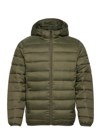 Puffer Jacket W. Hood Fodrad Jacka Grön Lindbergh