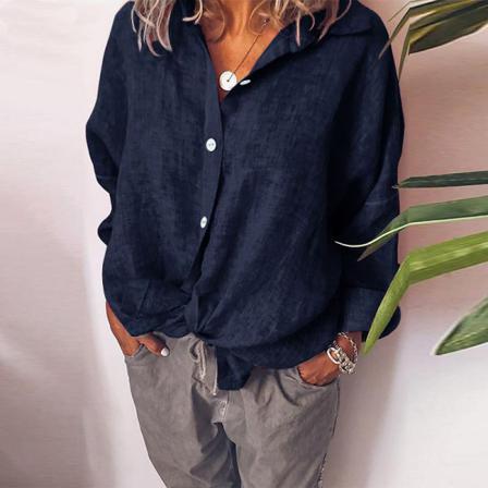 Kvinnor Knot Fåll Tunika Skjorta Button Down Blus