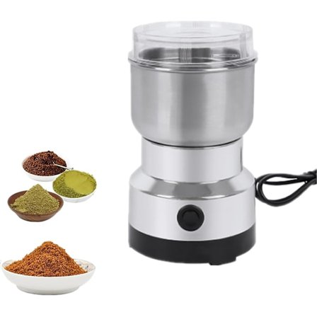 Rustfrit stål 304 kornmølle med 8 blade højhastigheds krydderikværn ultrafin melmølle til hjemmekøkken sølv 17x10 5cm