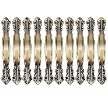Sarja 10 Vintage Antique Arch -kaapin vetimiä - Huonekalujen ovenkahvat 14,5 cm pitkät (96 mm reikäväli) - Vihreä pronssiVEBTles
