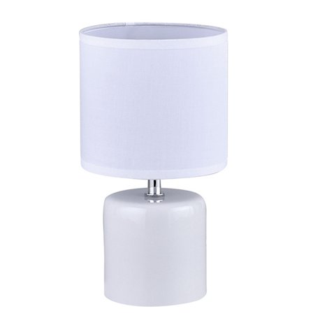 Rundt bordlampe, nattbordslampe, hvit