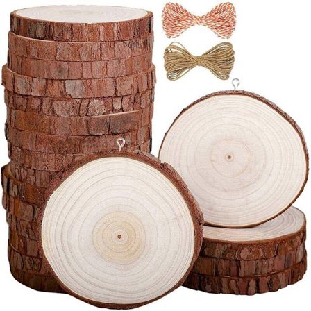 20 stk. naturlige træskiver i træ julepynt ikke til kunsthåndværk og kunst træ runde forudinstalleret med øjeskruer