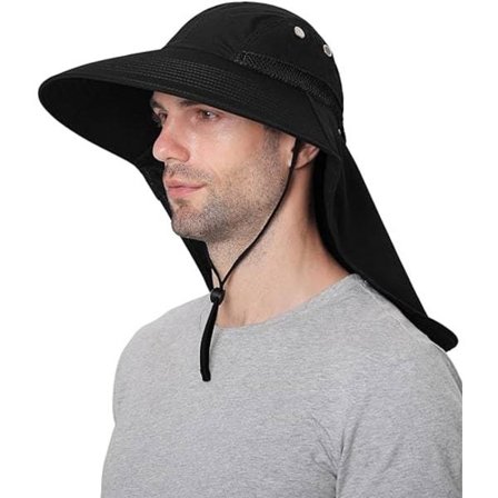 Miesten ulkoilmakorkki UV-suojalla Safari-lippis Laaja lippis kalastuskorkki kaulalla, isälle