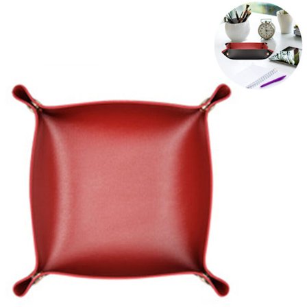 Læderbakke til herrer, smykkearrangør, skrivebordsopbevaring, mobiltelefonnøgler, tegnebøger, catchall-bakke, sengebord eller kommodeopbevaringsplade