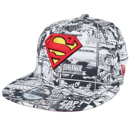 New Era - Multi snapback Keps - Kids DC All Over Print 9FIFTY Supman Black/White/Scarlet Snapback @ Hatstore