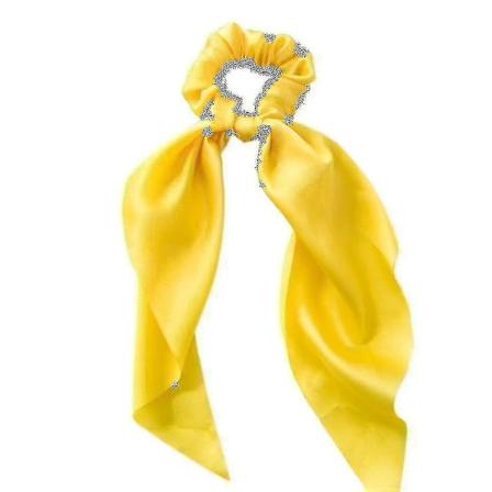 Naisten tyttöjen rusetti satiininauha poninhäntä huivi hiusnauha köysi Scrunchies joustava nauha Qinhai yellow