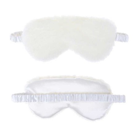 Soft Furry White Sleeping Mask Fluffy Eye Mask Flight Travel
