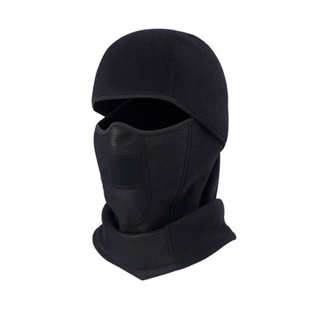 Balaklava / Skidmask med vindskyddande fleece - Svart