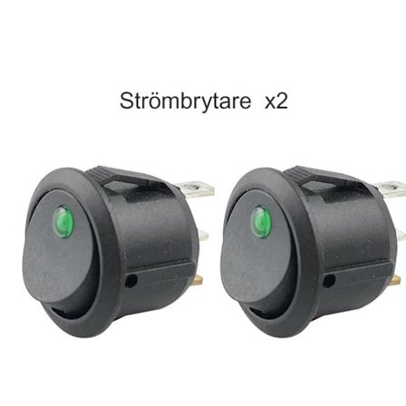 Strömbrytare av/på avbrytare vaggströmställare grönt lyse 2-pack