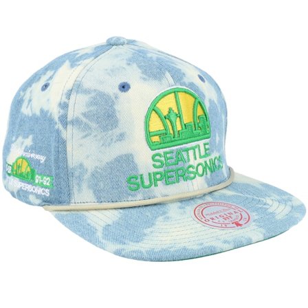 Mitchell & Ness - NBA Blauw snapback Cap - Seattle Supersonics Acid Wash Blue Snapback @ Hatstore