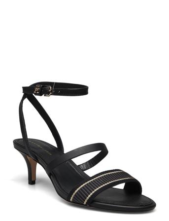 Th Webbing Mid Heel Sandal Sandal Med Hæl Svart Tommy Hilfiger*Betinget Tilbud