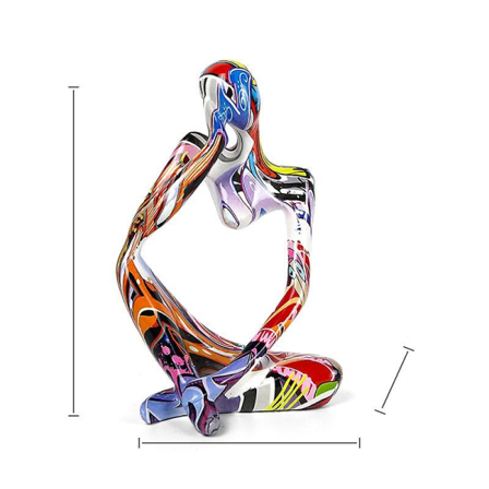 Fargerik Graffiti Abstrakt Harpiks Håndlaget Håndverk Skulptur Tenker Figur Statuette Hjemmedekor Interiør Kontor Skrivebord Ornamenter Color Thinker 