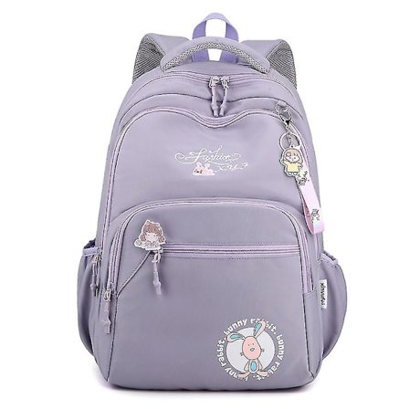 Ryggsäck för mellanstadieelever, stor kapacitet, nylon, dam, flerskiktsryggsäck S (lila)