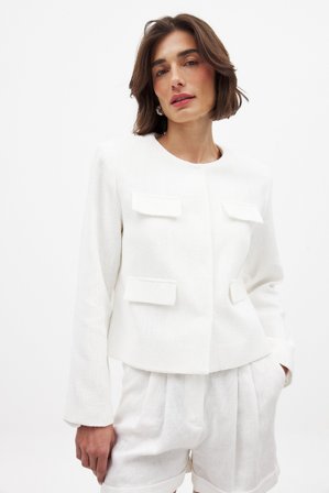 NA-KD - Tweedjakke med lommer - Lettvektjakker - Offwhite - EU 40