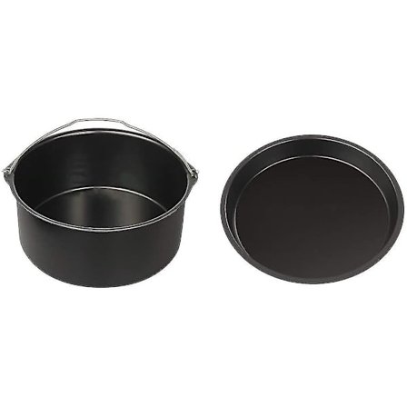 7-tommers Airfryer-tilbehør, 2-pakks bakeware kakebøtte pizzabrett--