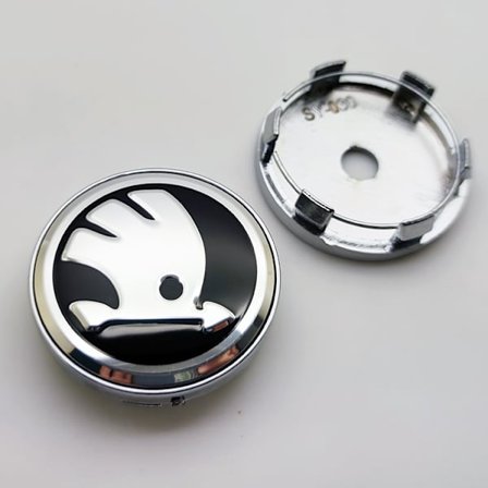 Sett med 4 sorte navkapsler til Skoda 60 mm