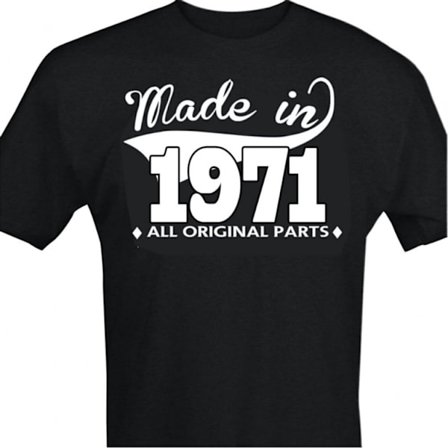 Svart T-shirt med design - Made in 1971 - All original parts