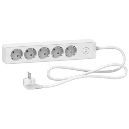 Schneider Electric Unica Extend Grenuttag 5-vägs, brytare, jordat, 1.5 m Vit, Anslutningsdon & kablar