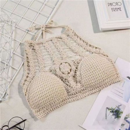 Snøret halterneck-camisole, tubetopp og brodert vest - APRIKOS