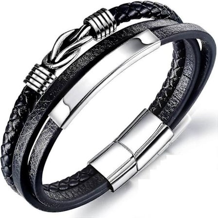 Herrearmbånd i skinn for menn, ekte skinnarmbånd