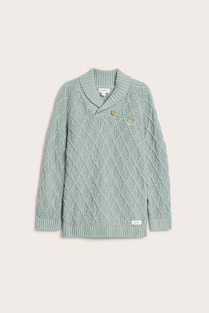 Newbie | Strikkegenser med kosebamse | Turkis