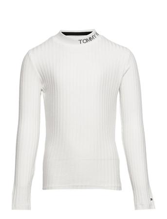 Essential Rib Knit Top L/S Pullover Striktrøje Hvid Tommy Hilfiger