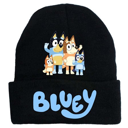 Hatt med Bluey-tegning, strikket lue uten skygge, vintervarm skilue, farge: Svart-9