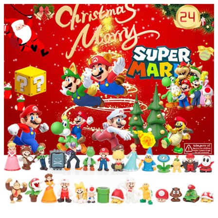 Super Mario Barnkalenteri Lapsille 2024, 24 Yllätystä Joululahjoina Värikkäillä Mario-leluilla