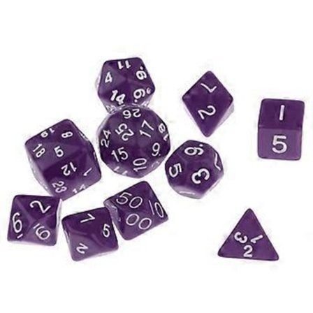 10x Fler-sidet D&D Polyhedrisk s D4-D30 for Bordspill blå(lilla)
