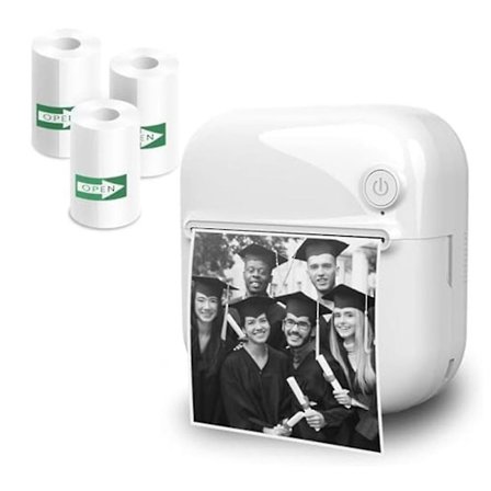 Klistremerketrykker, miniskriver, blekkløs klistremerketrykker, mini klistremerketrykker, 3 ruller klistremerker, studienotater