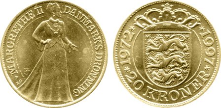 Danmark 1997 - Regeringsjubilæum - 20 kr.
