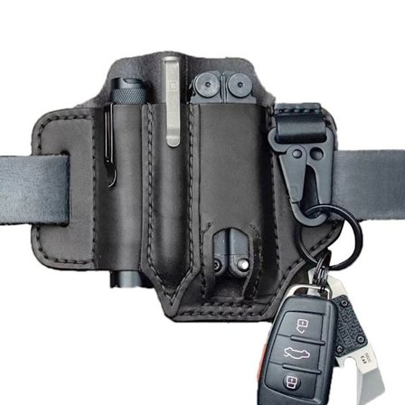 EDC-arrangør bælte løkke læder multiværktøjs holder til pen lommelygte værktøjer og EDC-udstyr