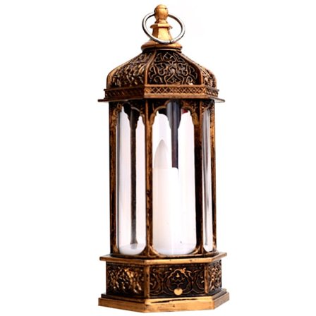 Christmas Night Light Vintage Single Candle Hexagon Lantern för Xmas Party