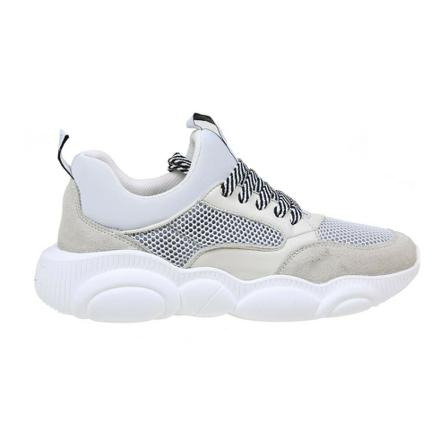 Moschino teddy sneakers in white fabric and leather , Wit , Dames , Maat: 40 EU