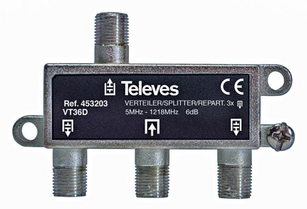 Televes VT36D Jakelija 5-1218 MHz, F-liitäntä 3-toiminen, Antennimateriaalit