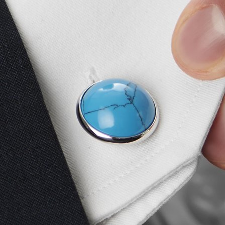 Silberfarbene Türkis Edelstein Manschettenknöpfe for Men