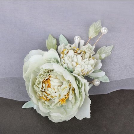 Flower Hair Clip Pearl Blomsterhårnåle GRØN