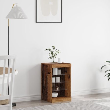 LED-sido bord Gammalt trä 41 x 37 x 67 cm Konstruerat trä