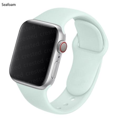 Silikonrem för Apple Watch Band 44mm 40mm 38mm 42Mm Correa Iwatch Serie Se 6 5 4 3 Armband Apple Watch Series 7 45mm 41mm Seafoam 38 40 41 mm S-M