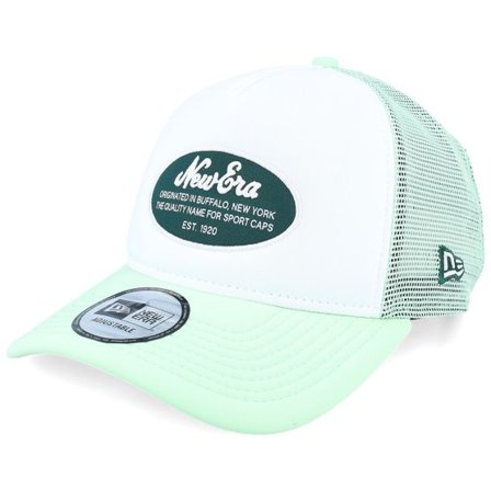 New Era - Vit trucker Keps - Oval Foam Patch White/Palm Green Trucker @ Hatstore