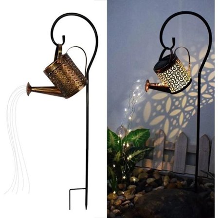 82cm LED solcelle lys vandkande dekorativ kande vandfald have udendørs lampe fe lys