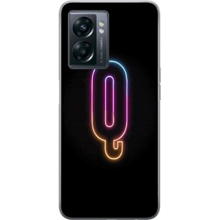 Kompatibelt Mobildeksel til OnePlus OnePlus Nord N300 Minimalistisk neonbokstav Q i skinnende farger mot mørk bakgrunn