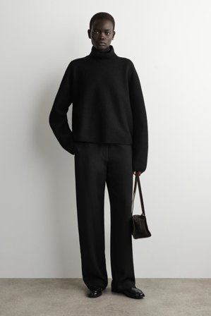 COS Women's Tailored Straight-Leg Trousers in Black